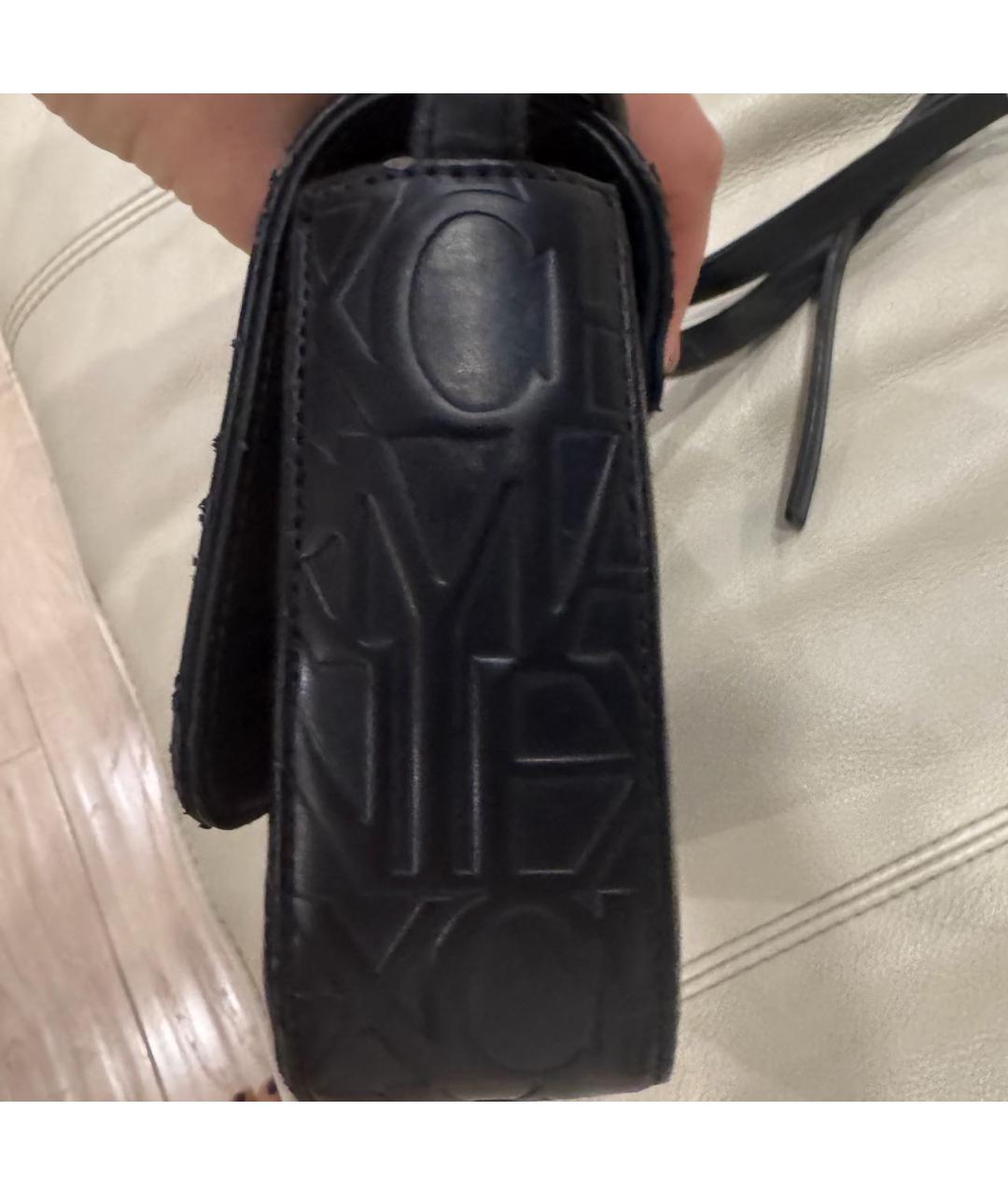 ARMANI JEANS Черная кожаная сумка через плечо, фото 3