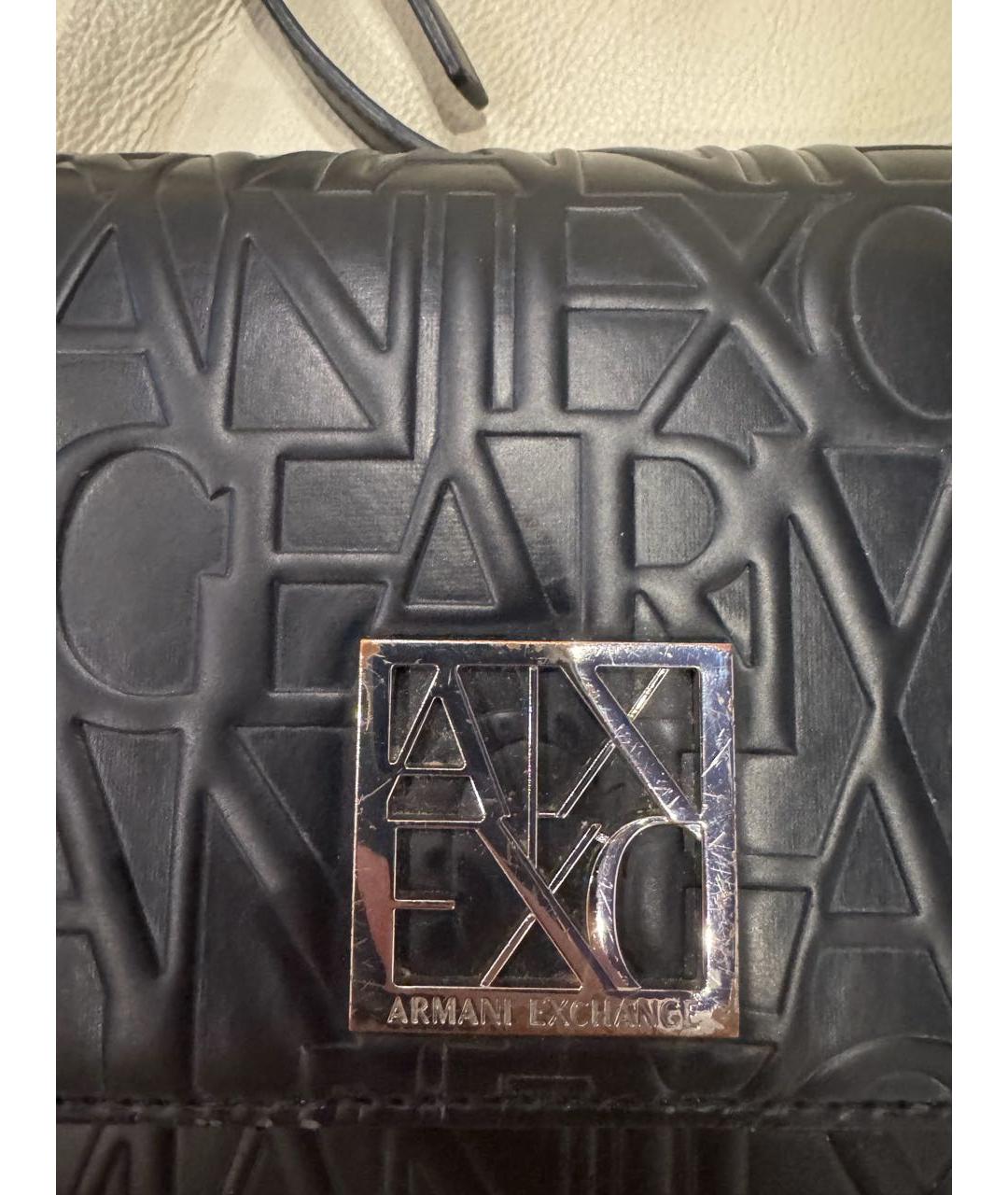 ARMANI JEANS Черная кожаная сумка через плечо, фото 4
