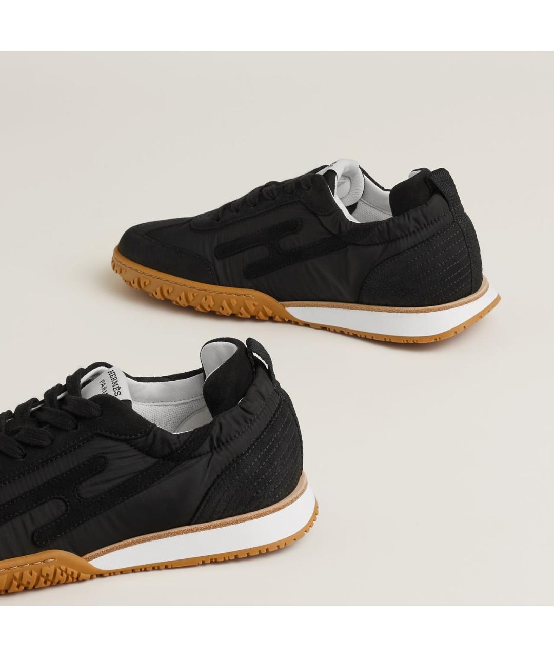 HERMES Черные кожаные кроссовки, фото 4