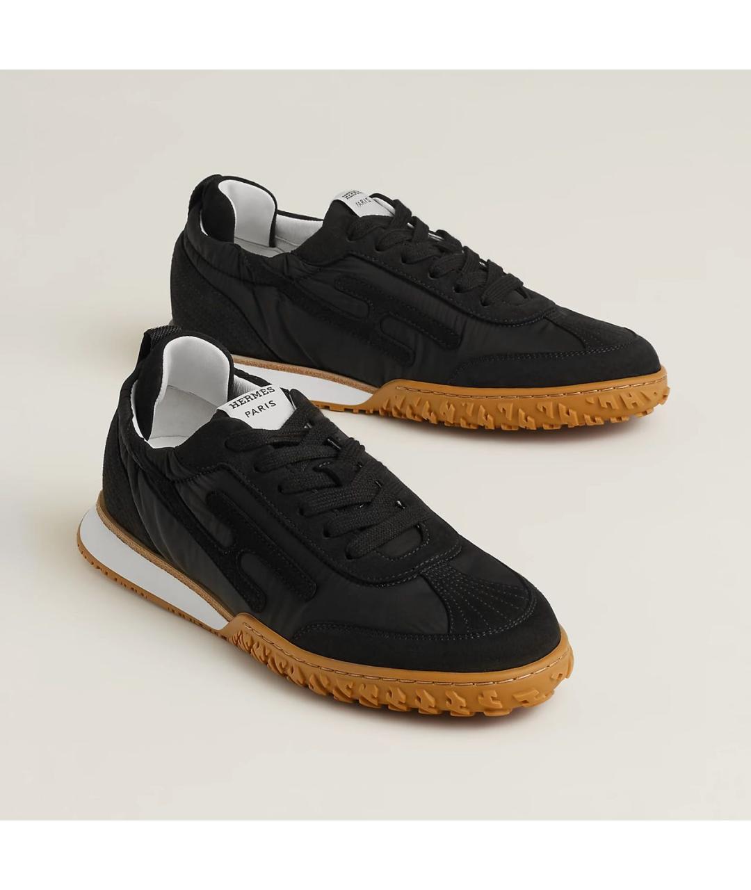 HERMES Черные кожаные кроссовки, фото 2
