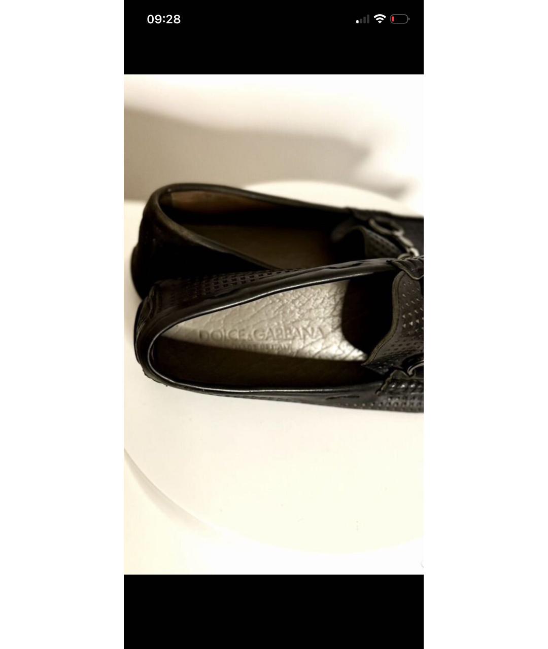 DOLCE&GABBANA Черные кожаные мокасины, фото 3