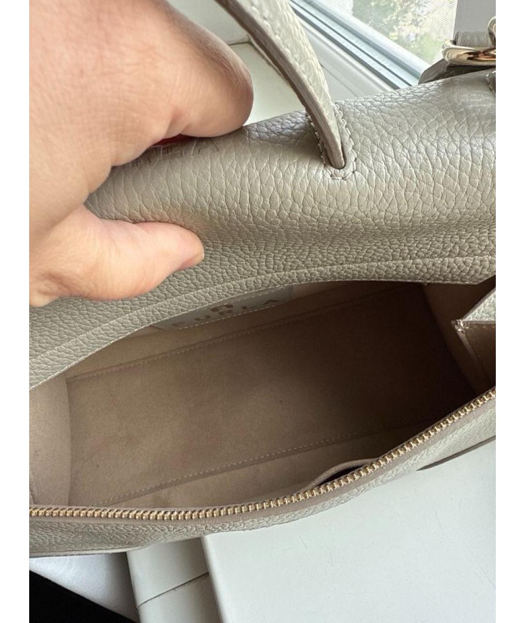 FURLA Серая кожаная сумка через плечо, фото 4