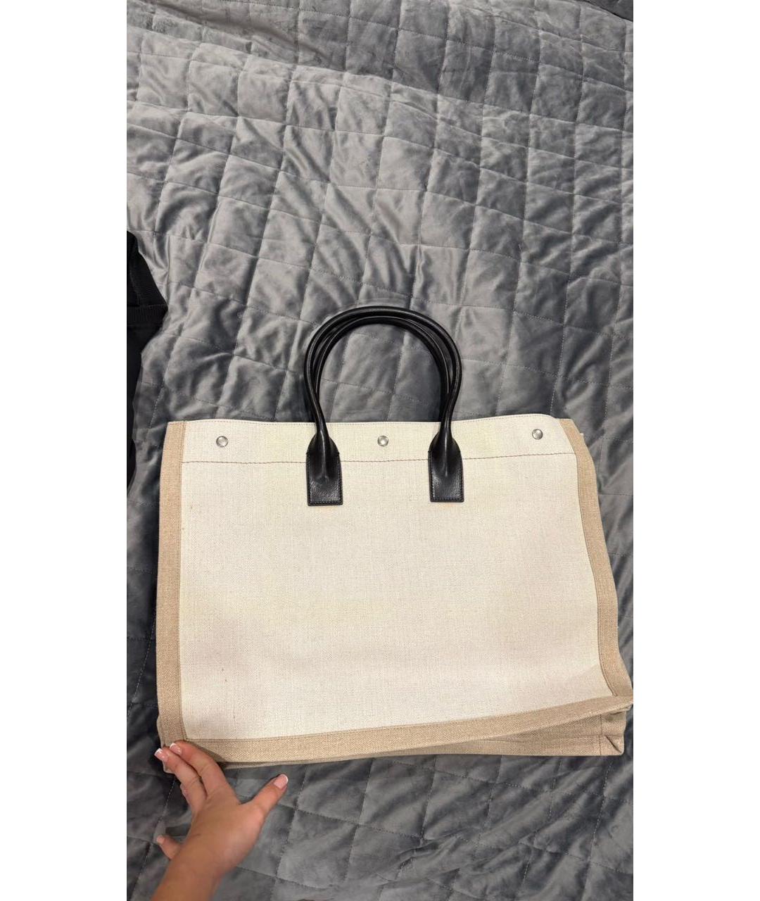 SAINT LAURENT Бежевая пляжная сумка, фото 3