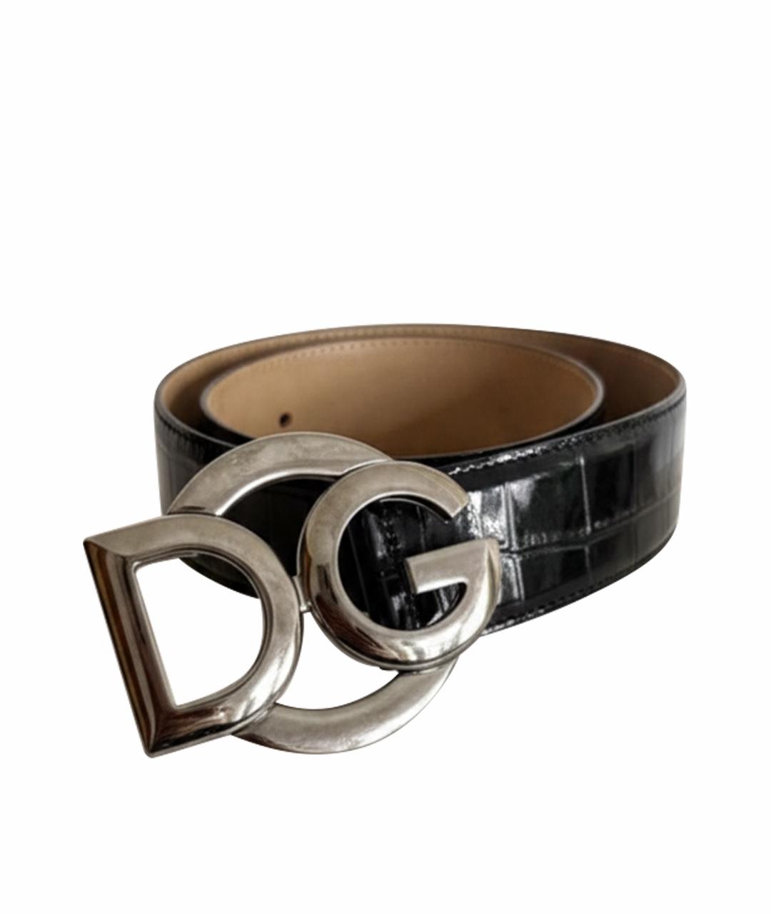 DOLCE&GABBANA Черный ремень из экзотической кожи, фото 1