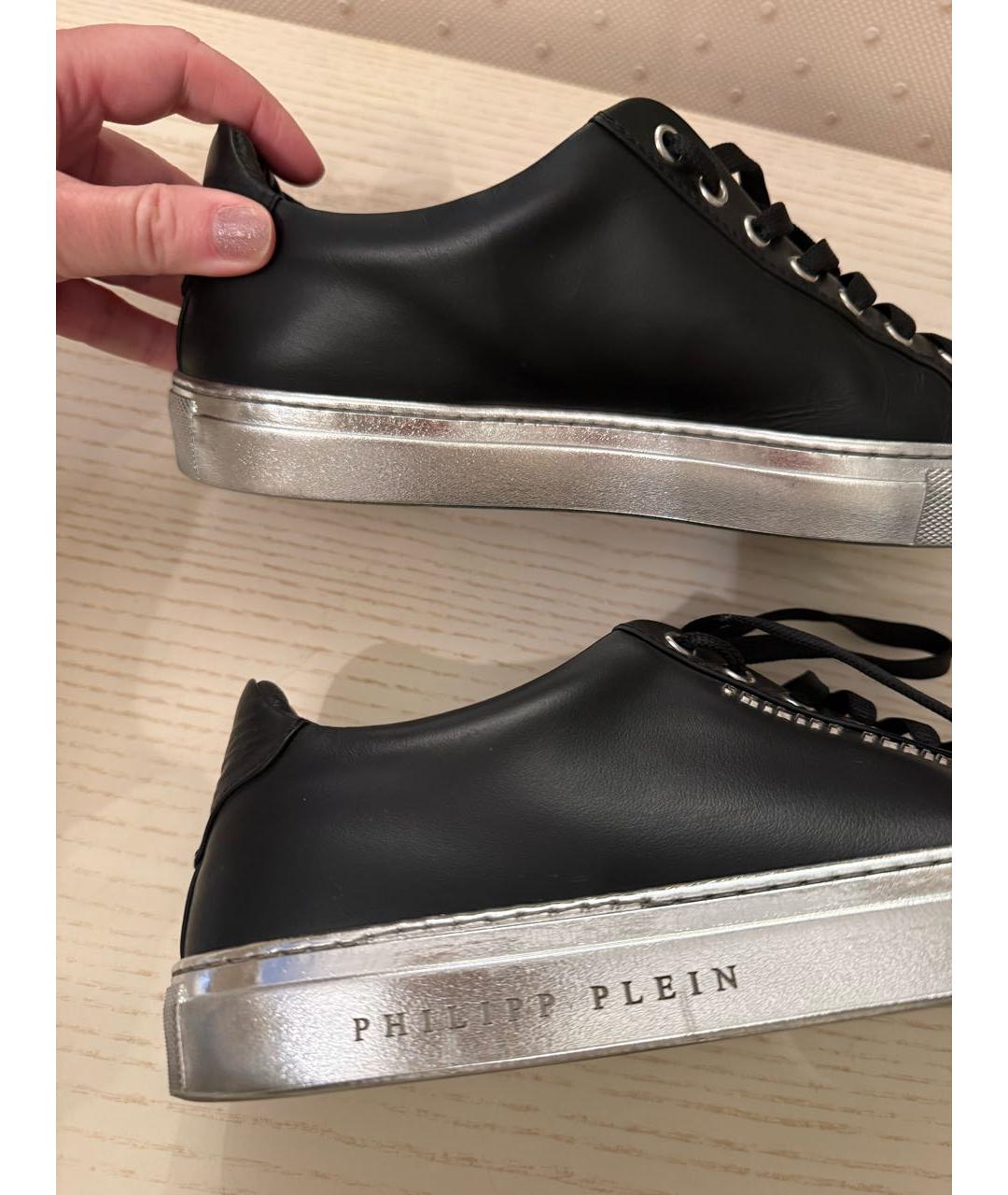 PHILIPP PLEIN Черные кожаные кеды, фото 3