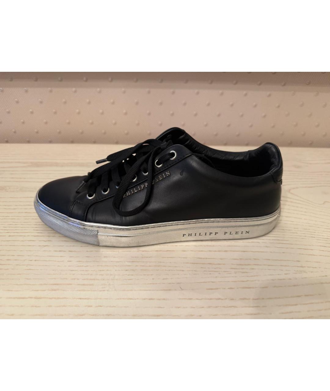 PHILIPP PLEIN Черные кожаные кеды, фото 9