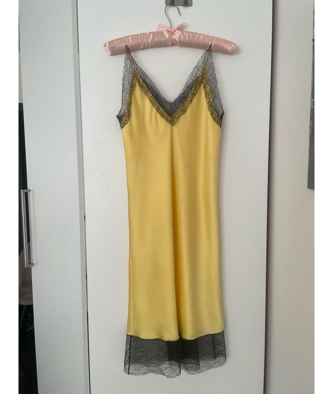 WALK OF SHAME Желтое шелковое повседневное платье, фото 5