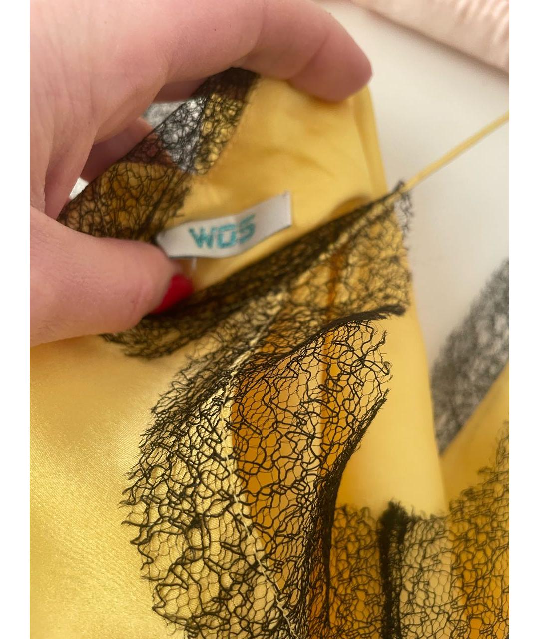 WALK OF SHAME Желтое шелковое повседневное платье, фото 4