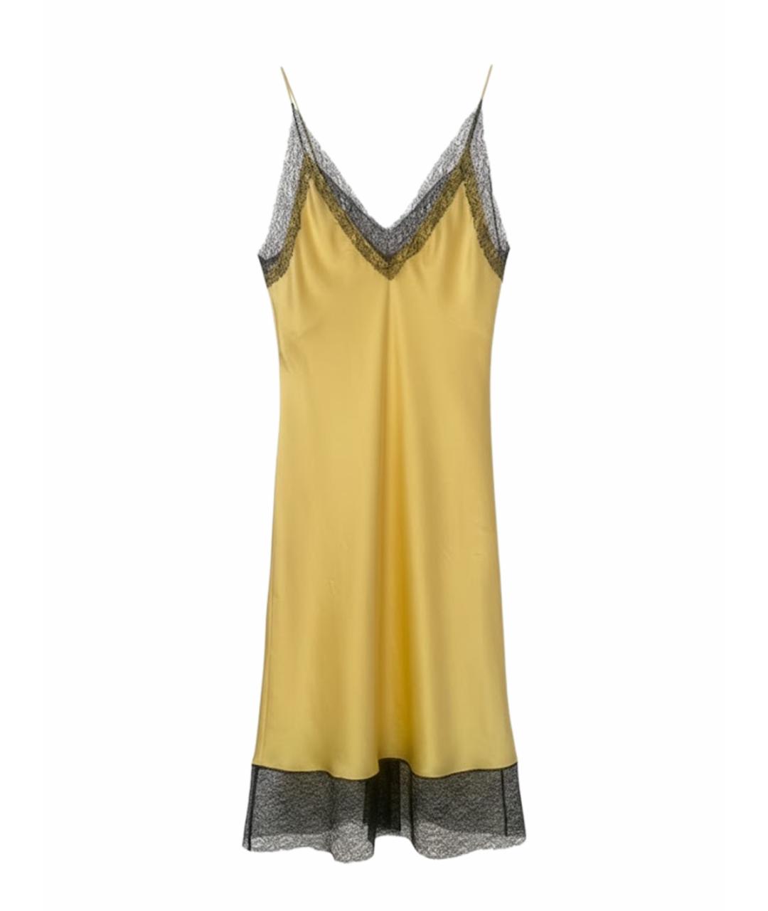 WALK OF SHAME Желтое шелковое повседневное платье, фото 1
