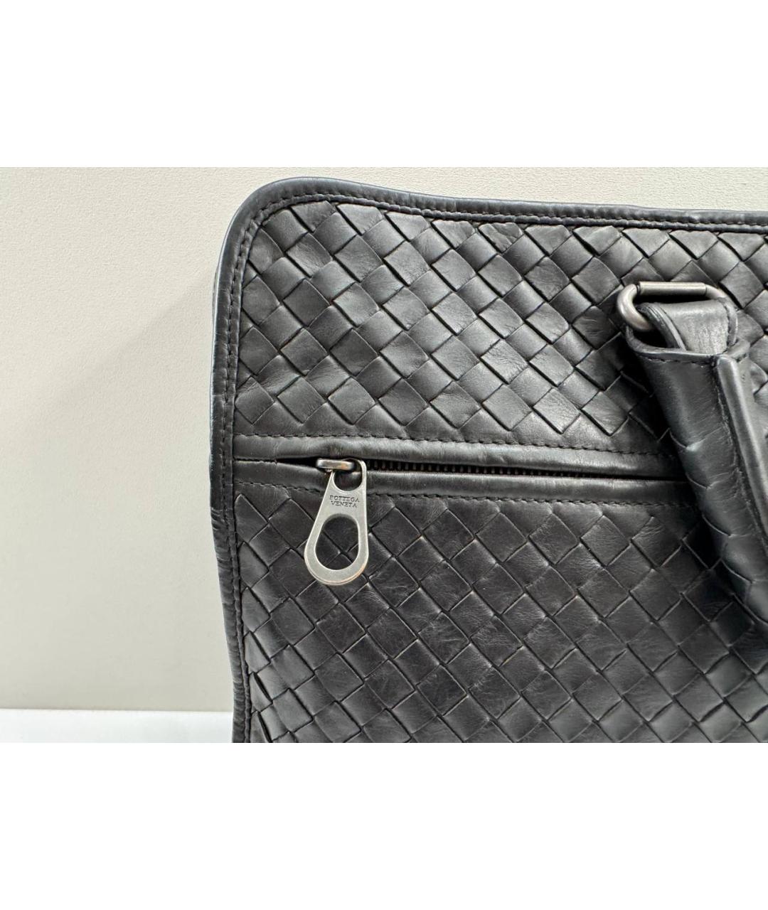 BOTTEGA VENETA Черный кожаный портфель, фото 4