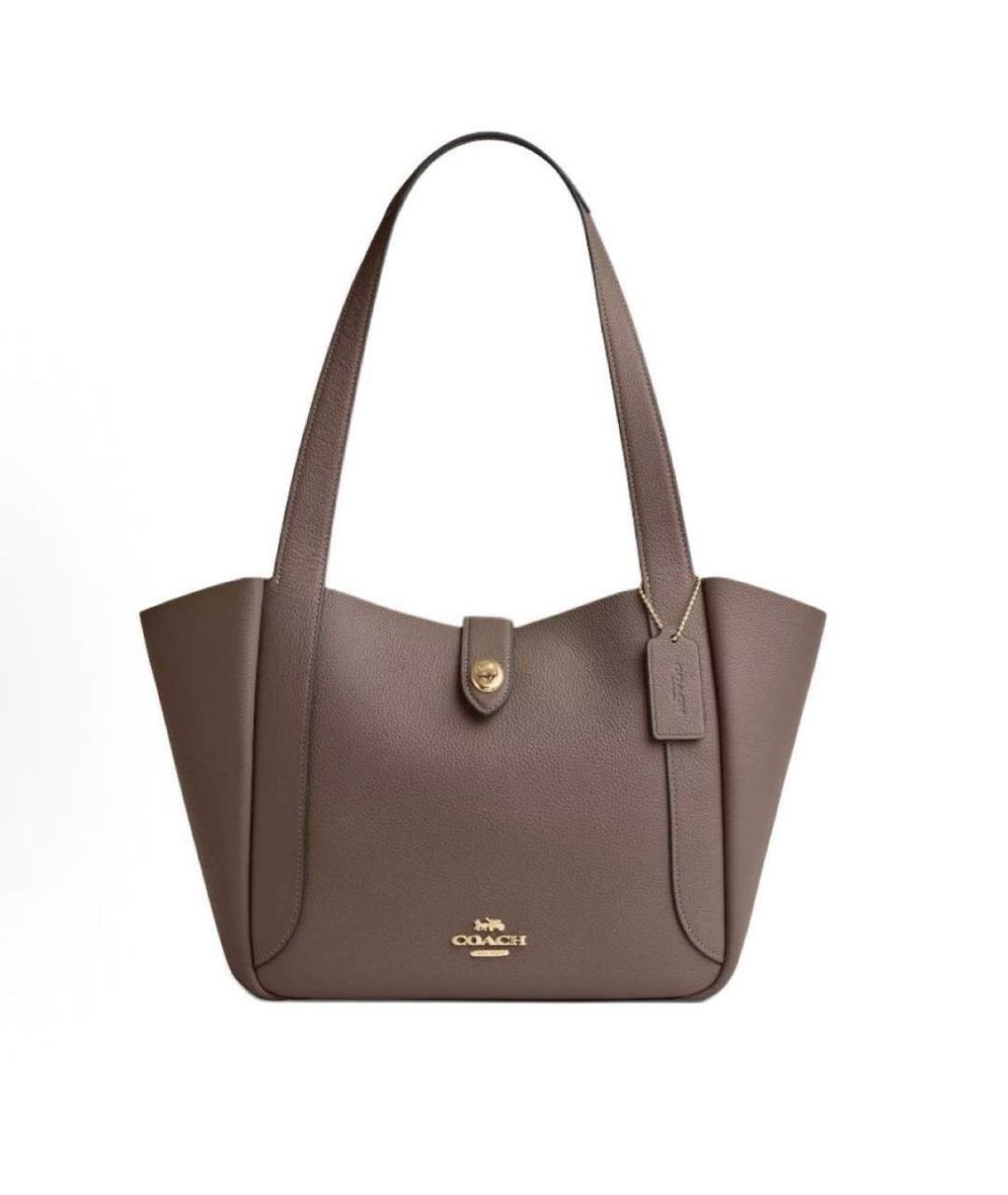 COACH Бежевая кожаная сумка тоут, фото 7