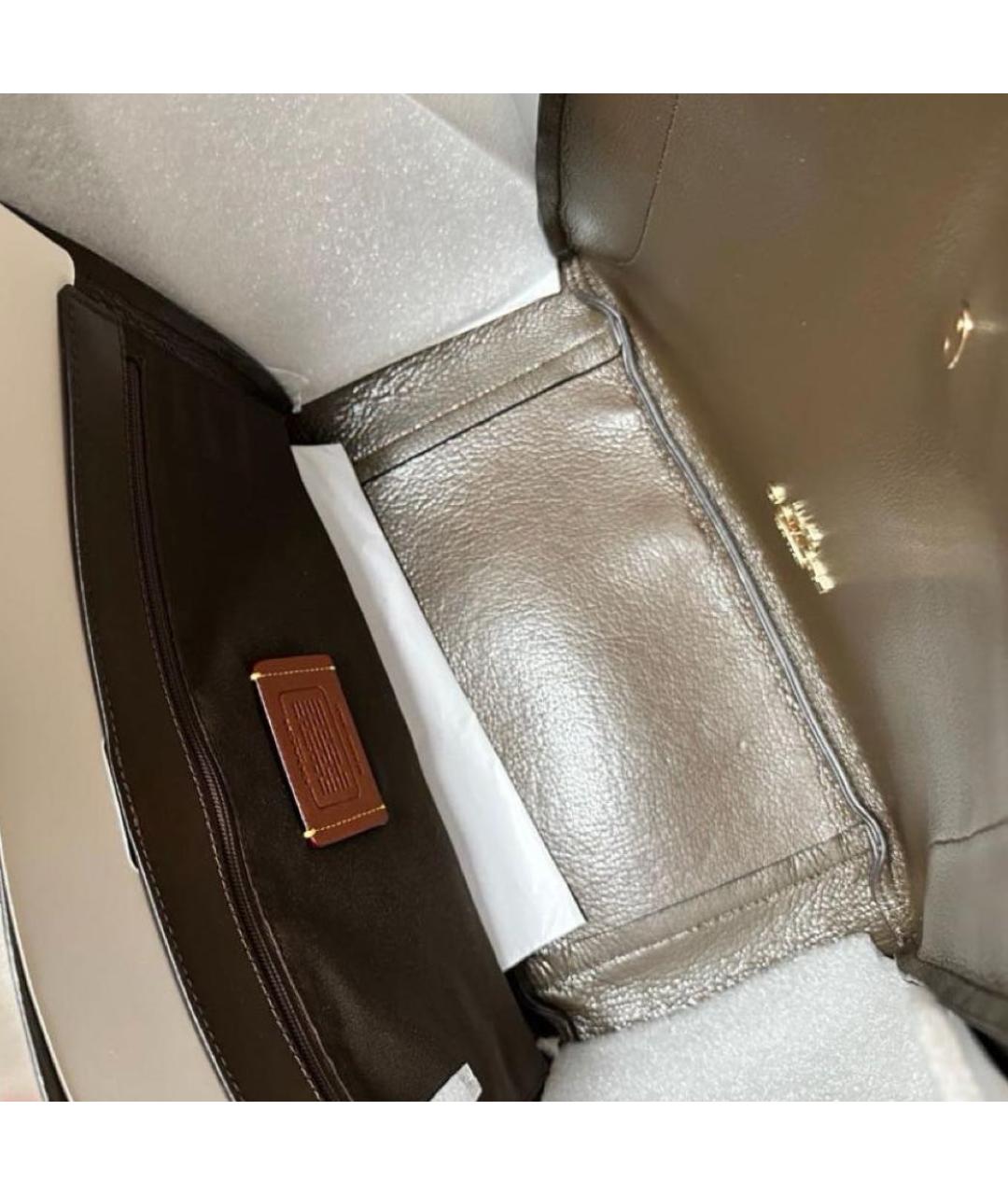 COACH Бежевая кожаная сумка тоут, фото 6