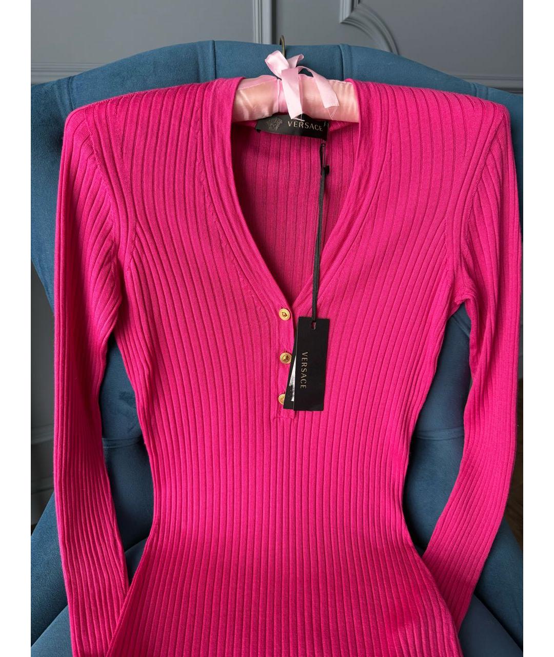 VERSACE Фуксия шерстяной джемпер / свитер, фото 3