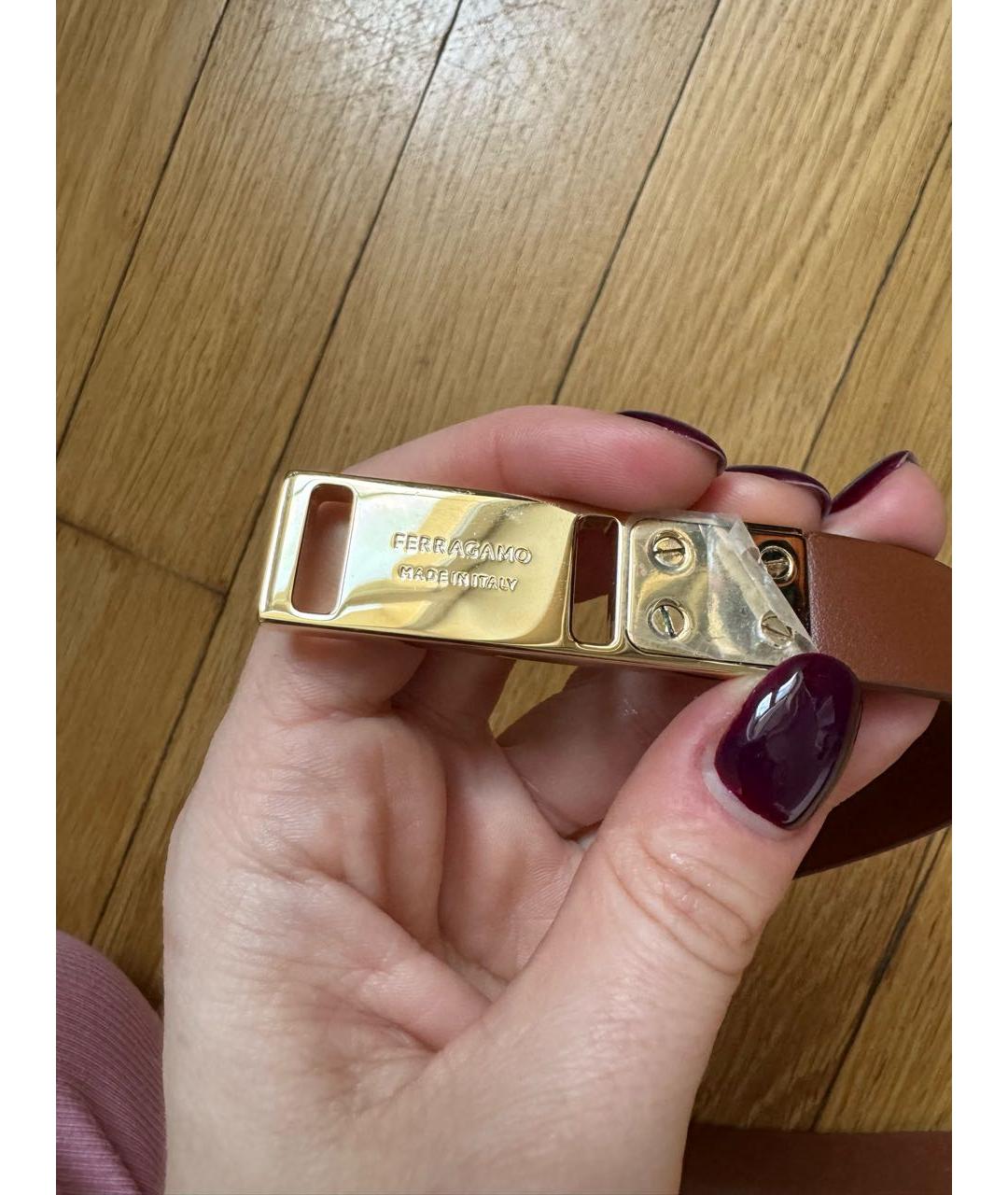 FERRAGAMO Коричневый кожаный ремень, фото 3