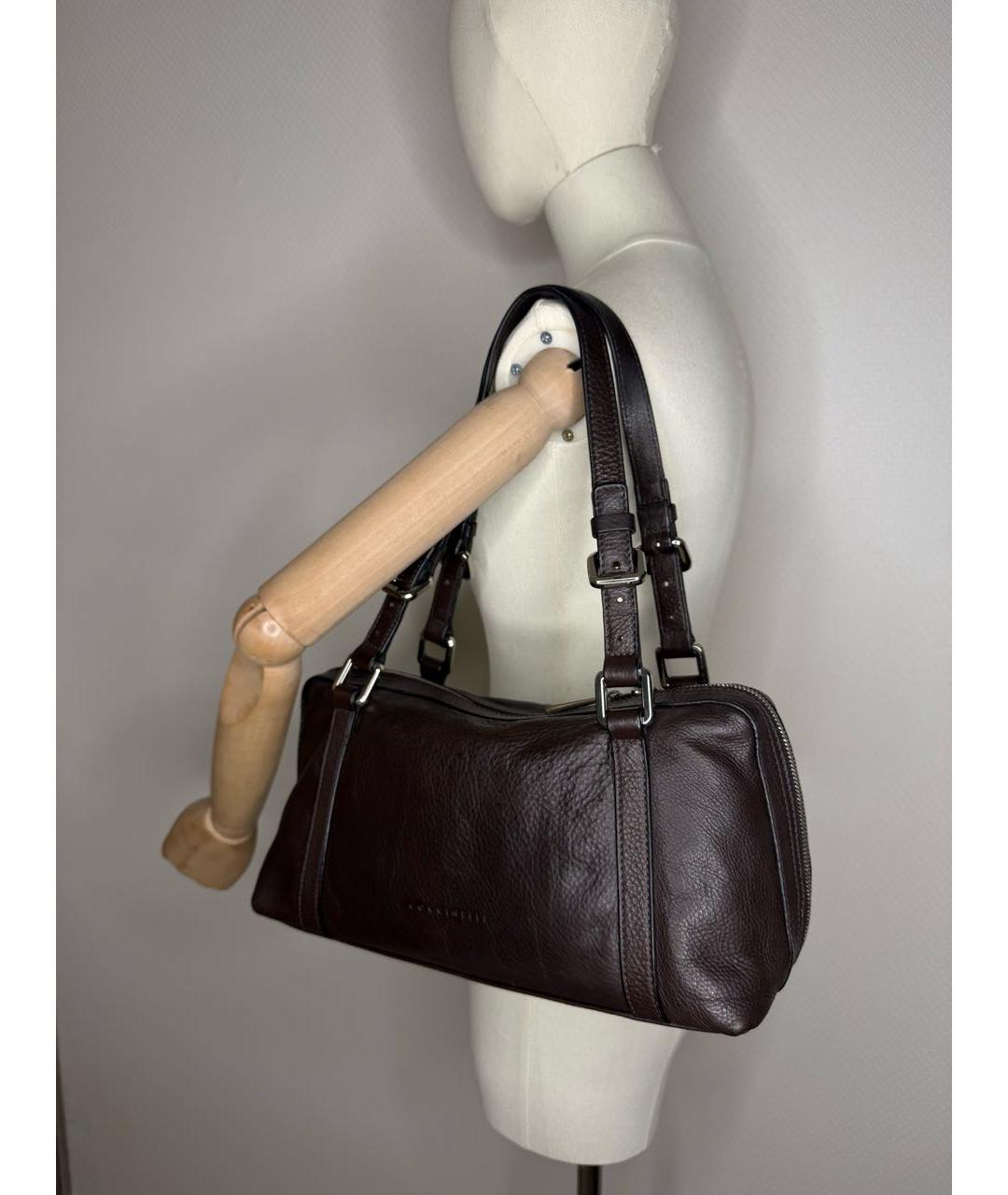 COCCINELLE Коричневая кожаная сумка с короткими ручками, фото 8