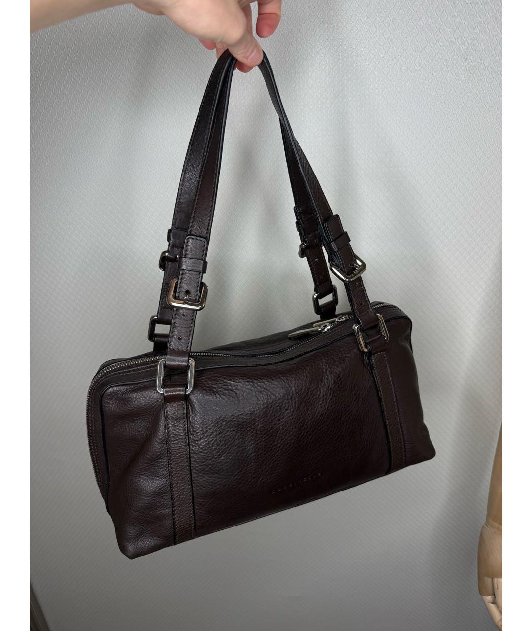 COCCINELLE Коричневая кожаная сумка с короткими ручками, фото 3