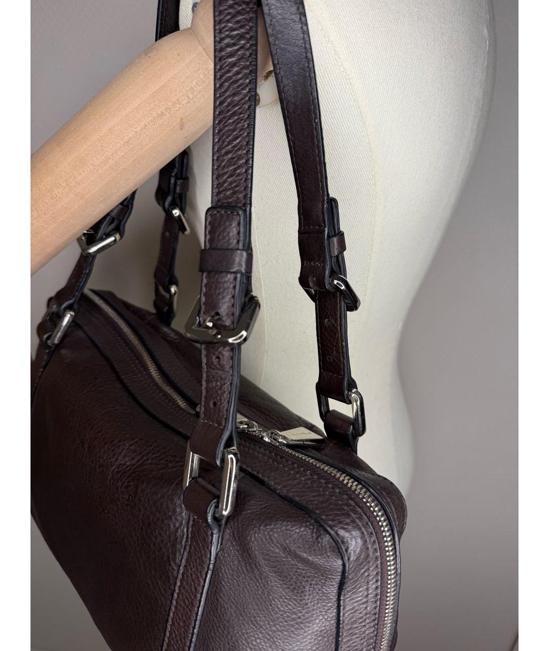 COCCINELLE Коричневая кожаная сумка с короткими ручками, фото 6