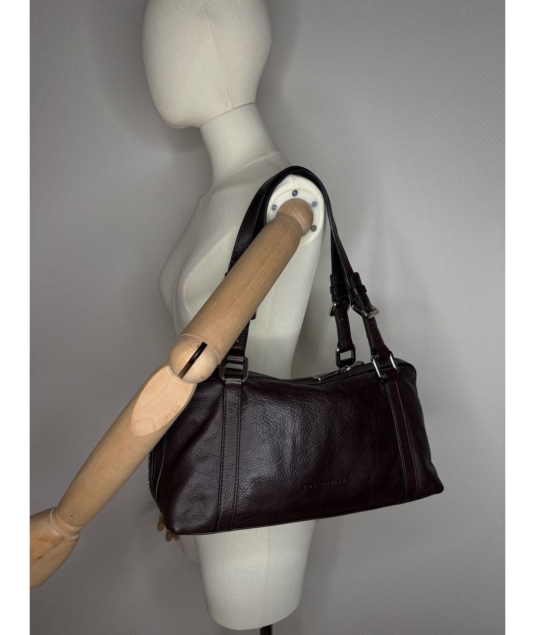 COCCINELLE Коричневая кожаная сумка с короткими ручками, фото 2