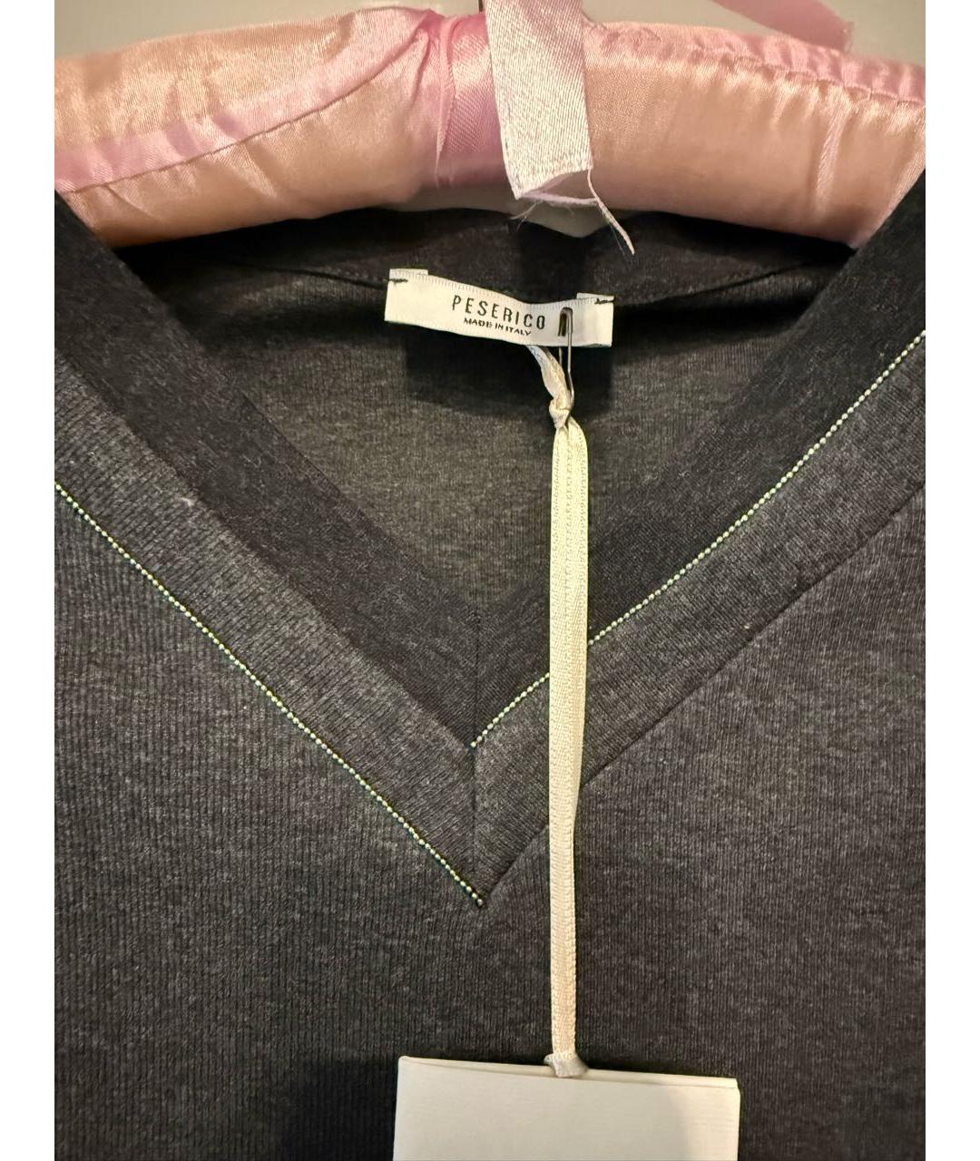 PESERICO Серая хлопко-эластановая футболка, фото 4