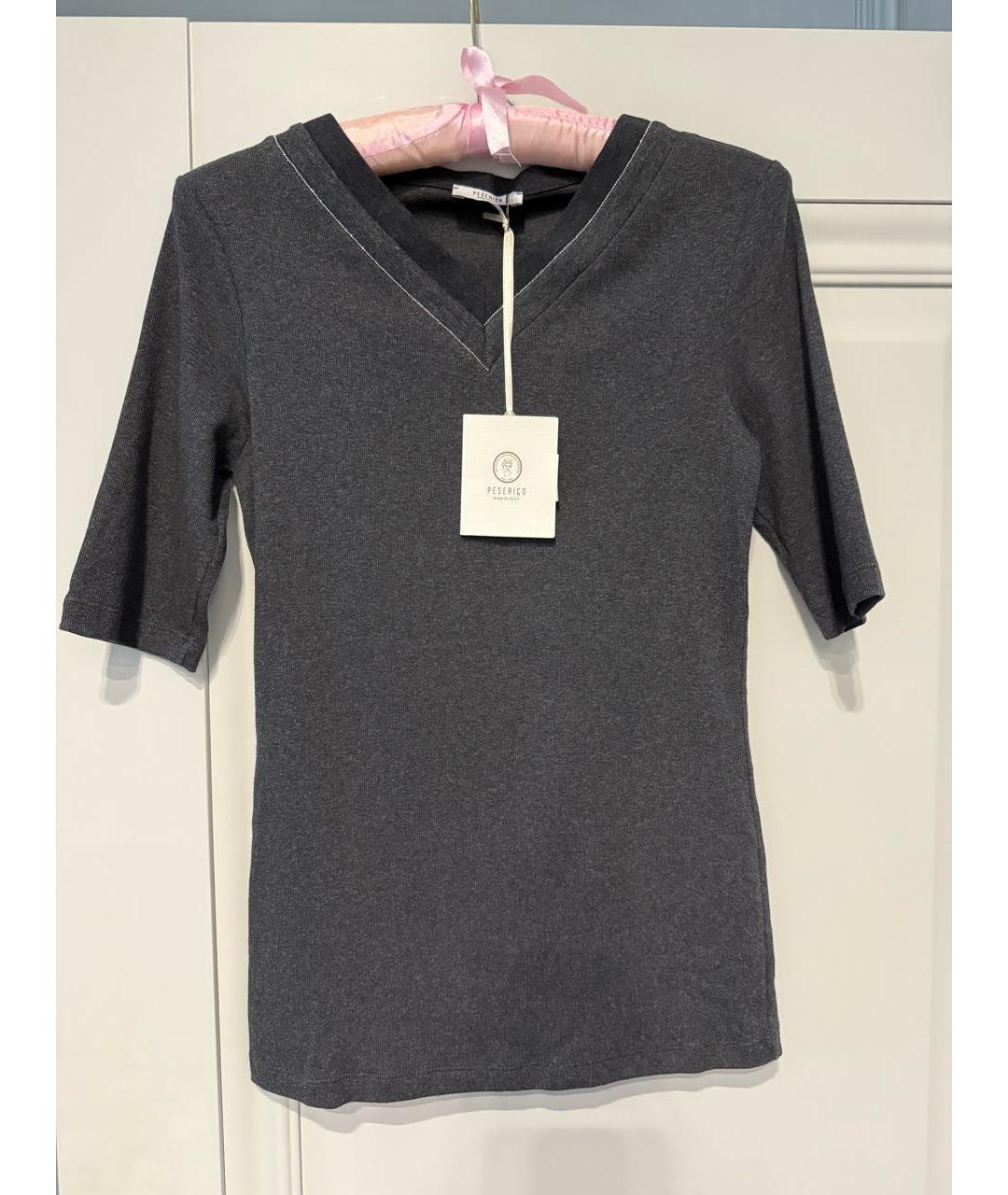 PESERICO Серая хлопко-эластановая футболка, фото 3