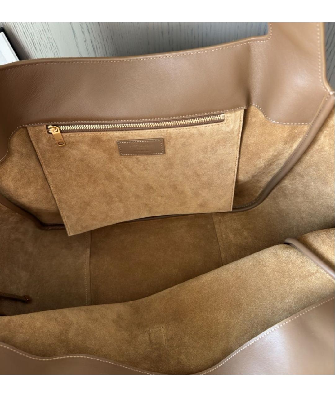 SAINT LAURENT Коричневая замшевая сумка тоут, фото 6
