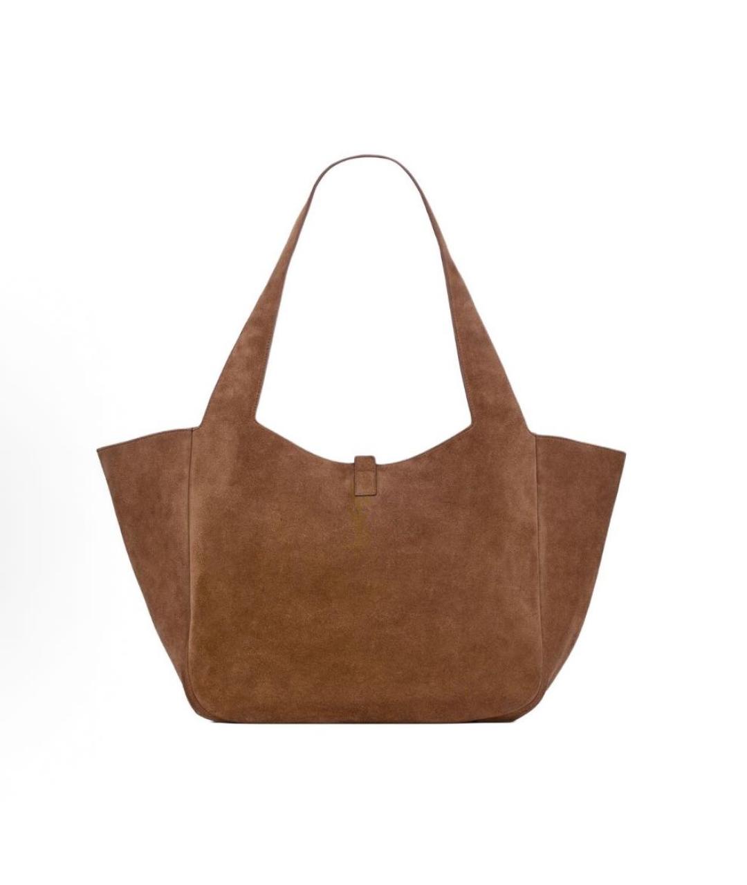 SAINT LAURENT Коричневая замшевая сумка тоут, фото 4