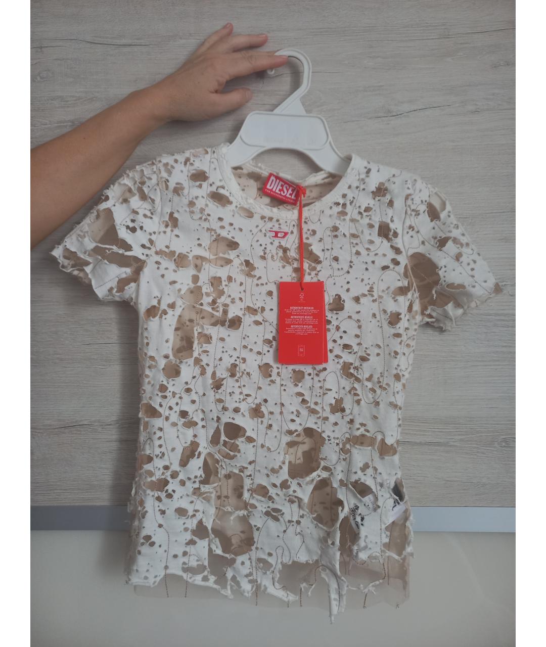 DIESEL Бежевая хлопковая футболка, фото 4