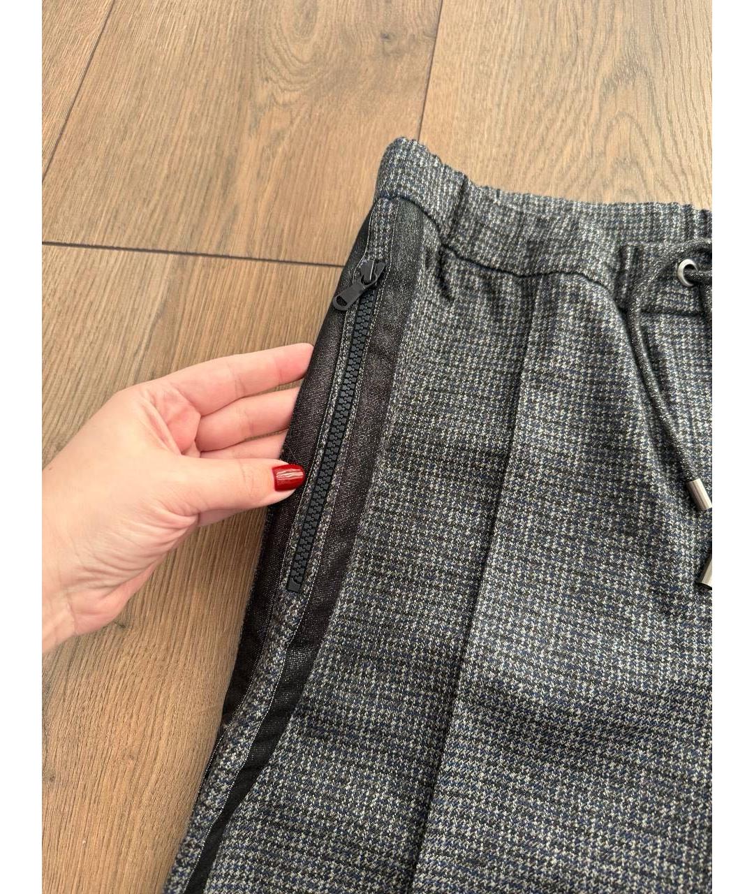 BRUNELLO CUCINELLI Серые шерстяные брюки узкие, фото 5