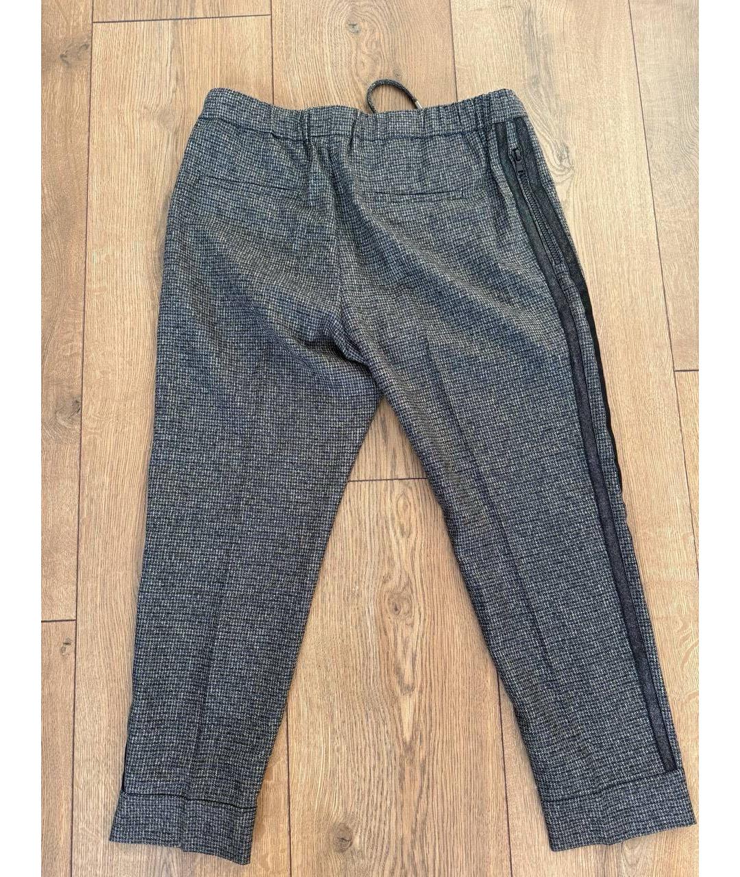 BRUNELLO CUCINELLI Серые шерстяные брюки узкие, фото 2