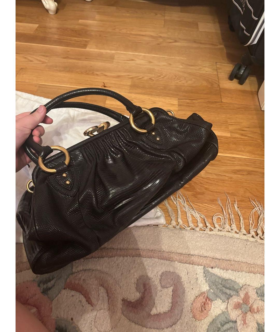 MARC JACOBS Черная сумка с короткими ручками из экзотической кожи, фото 3