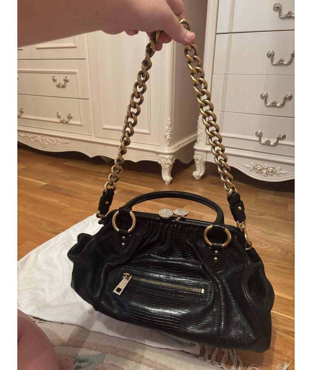 MARC JACOBS Черная сумка с короткими ручками из экзотической кожи, фото 5