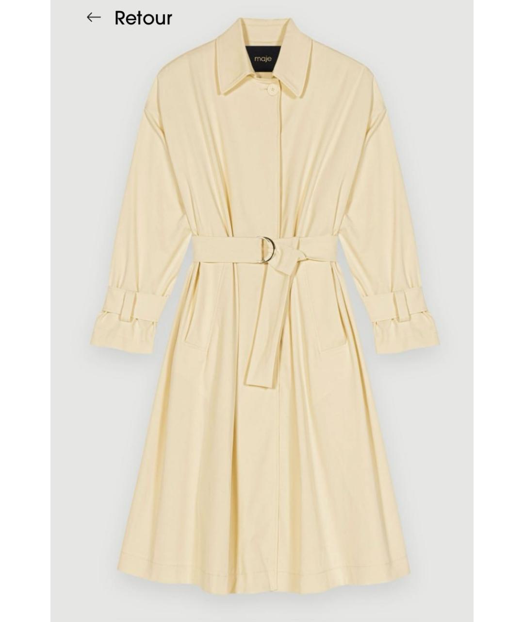 MAJE Бежевый хлопко-эластановый тренч/плащ, фото 9