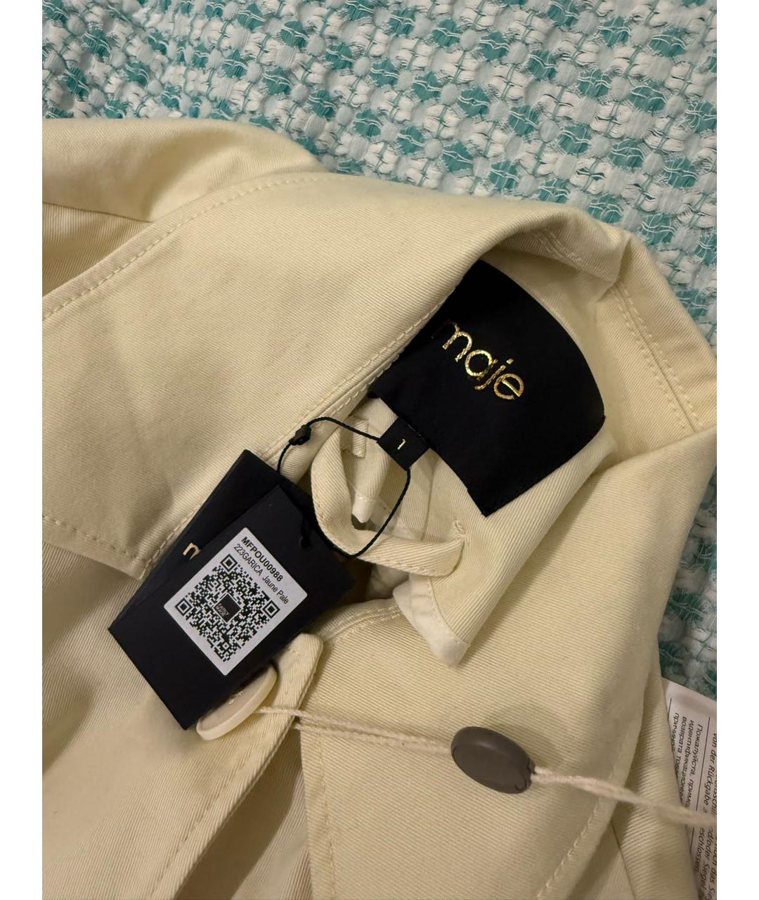 MAJE Бежевый хлопко-эластановый тренч/плащ, фото 7