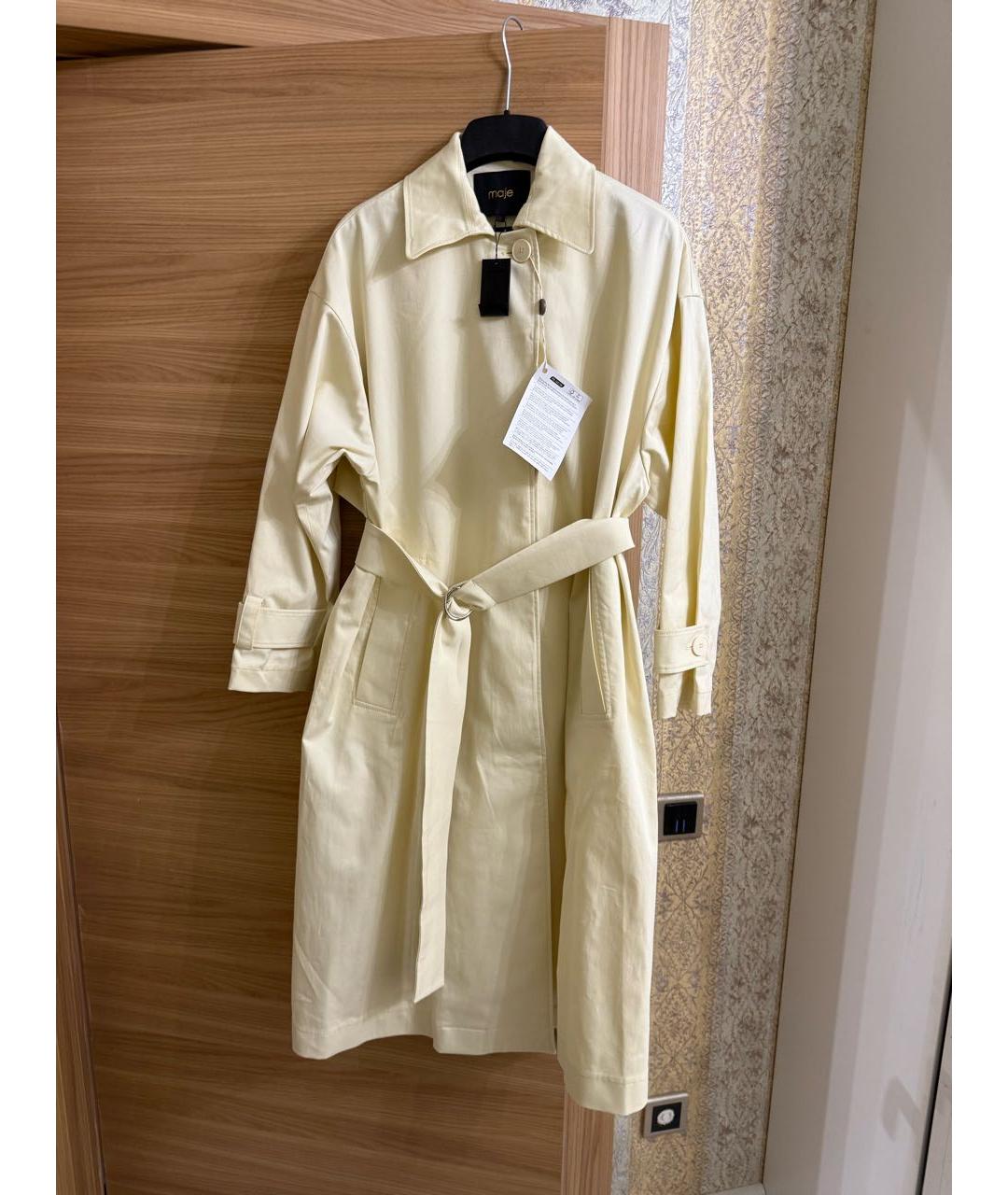 MAJE Бежевый хлопко-эластановый тренч/плащ, фото 4