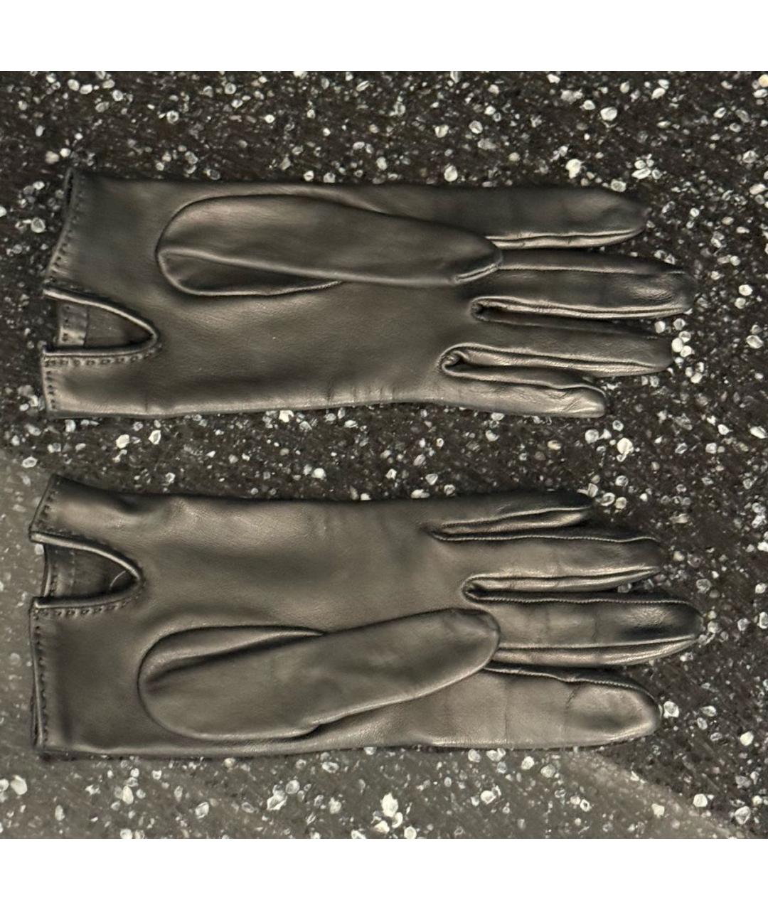 HERMES Черные кожаные перчатки, фото 2
