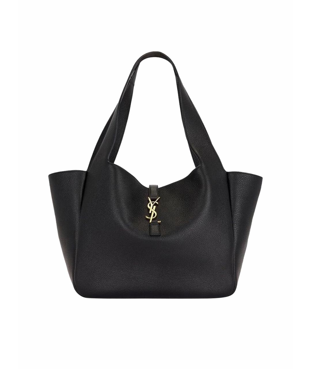 SAINT LAURENT Черная кожаная сумка тоут, фото 1