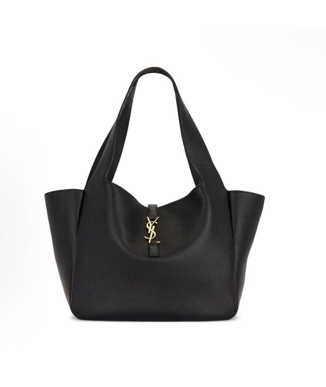 SAINT LAURENT Черная кожаная сумка тоут, фото 8