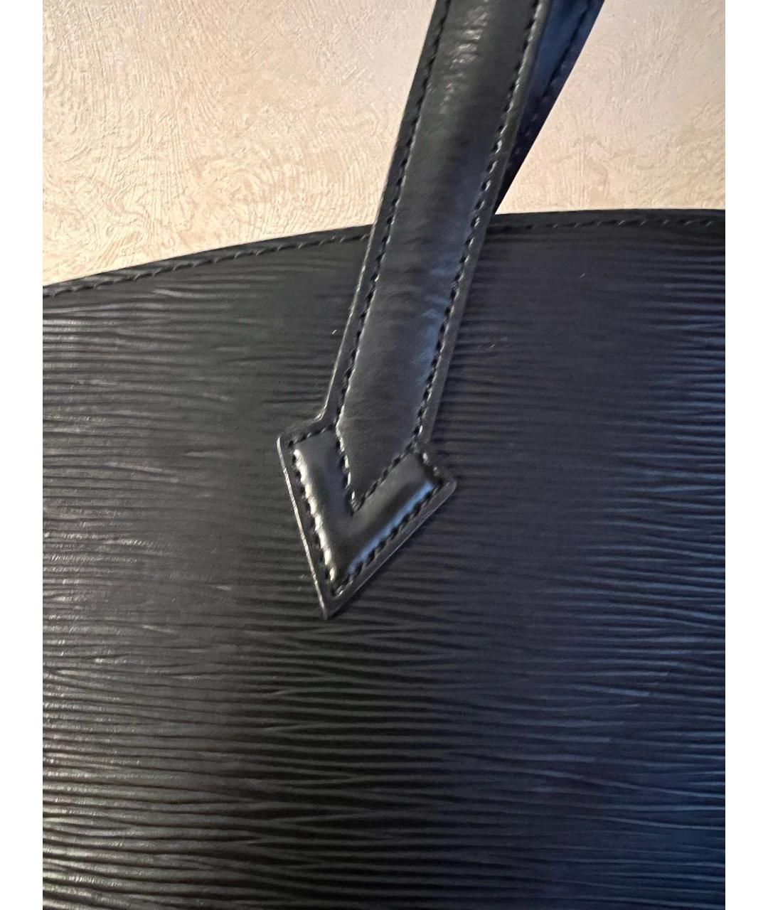 LOUIS VUITTON Черная кожаная сумка с короткими ручками, фото 6