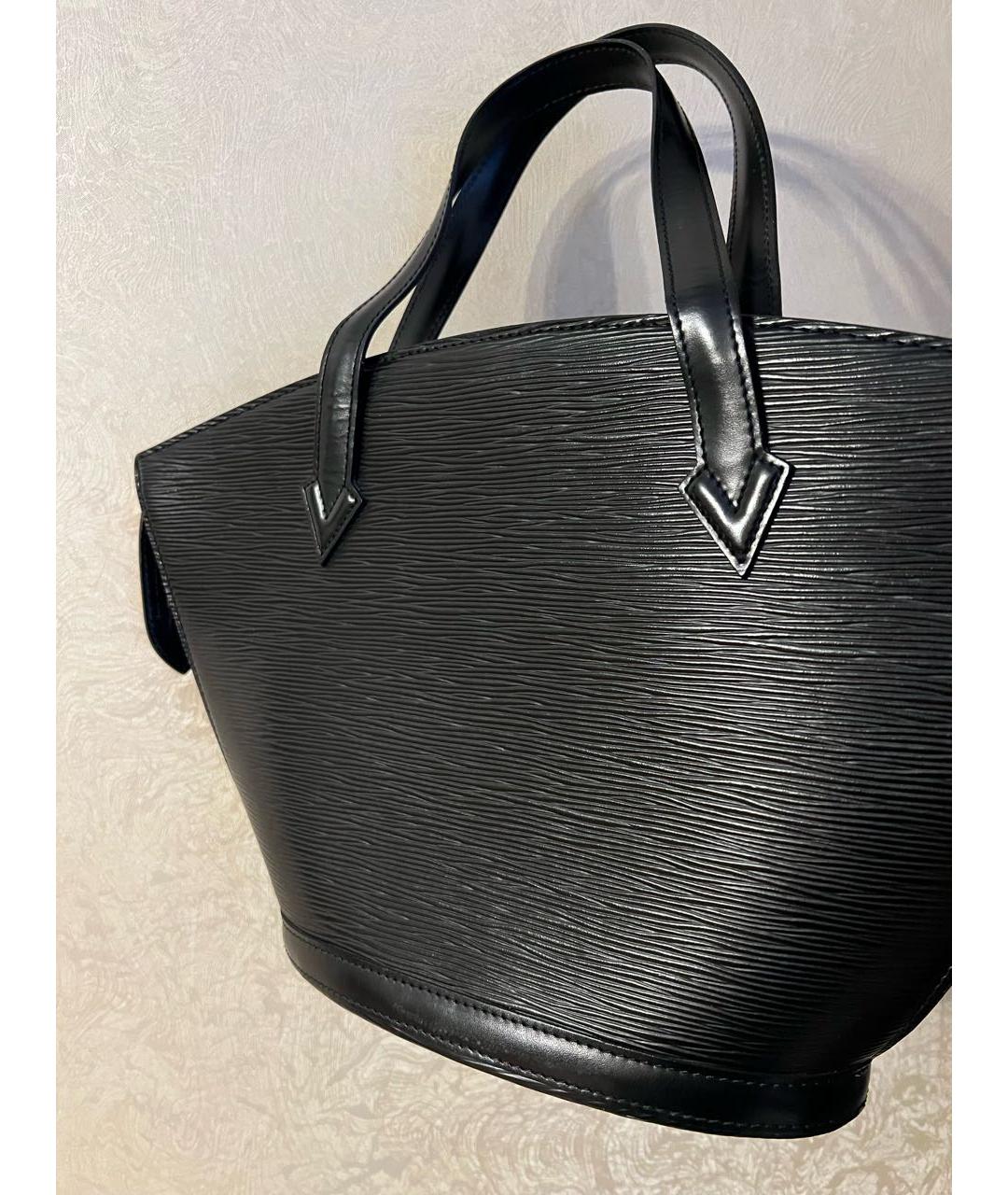 LOUIS VUITTON Черная кожаная сумка с короткими ручками, фото 3