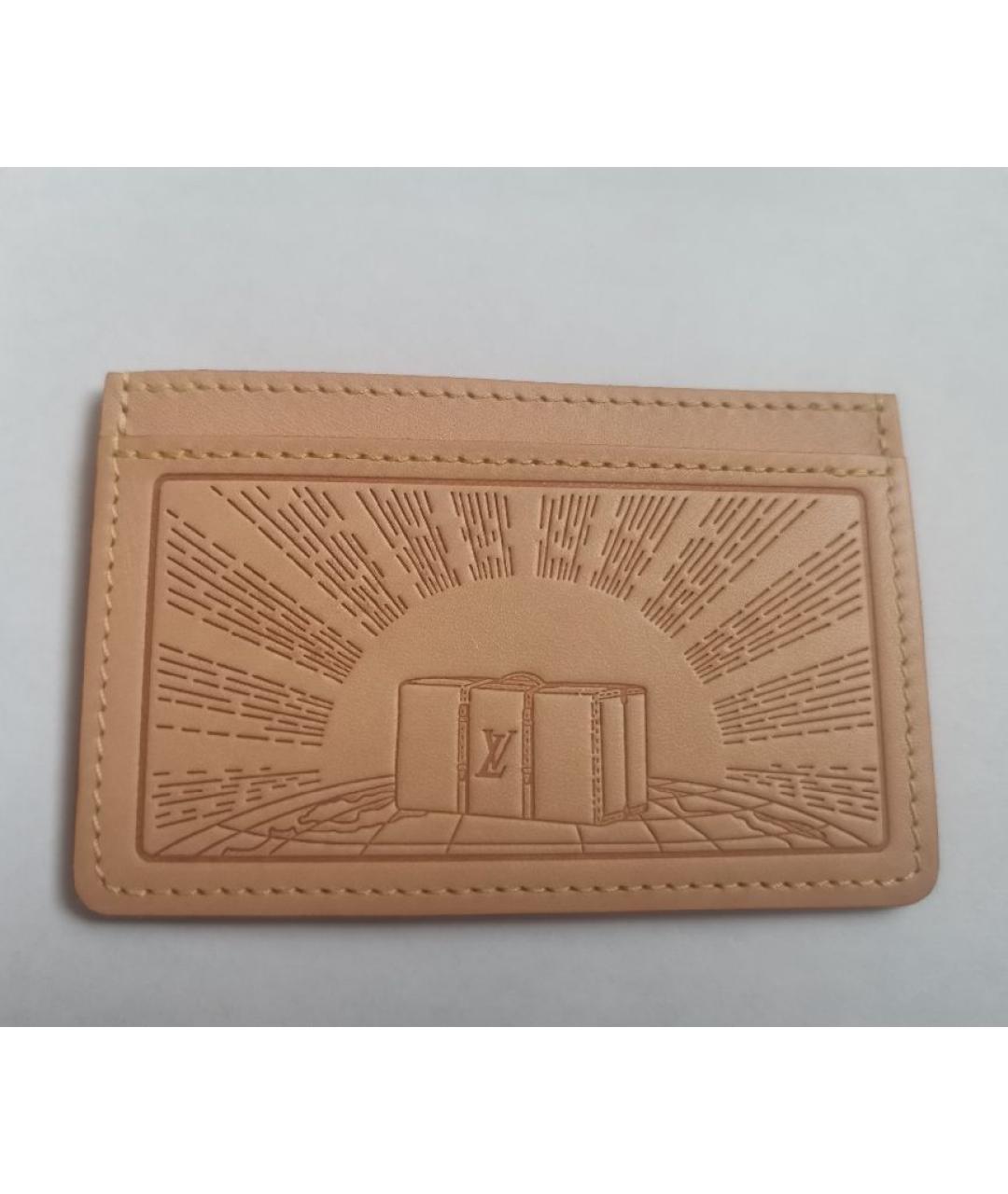 LOUIS VUITTON Бежевая кожаная визитница, фото 5