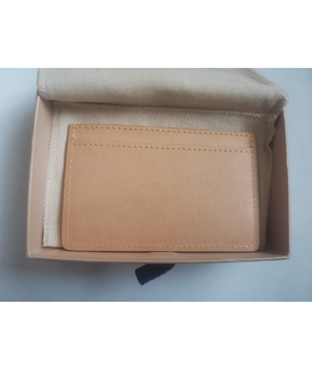 LOUIS VUITTON Бежевая кожаная визитница, фото 2