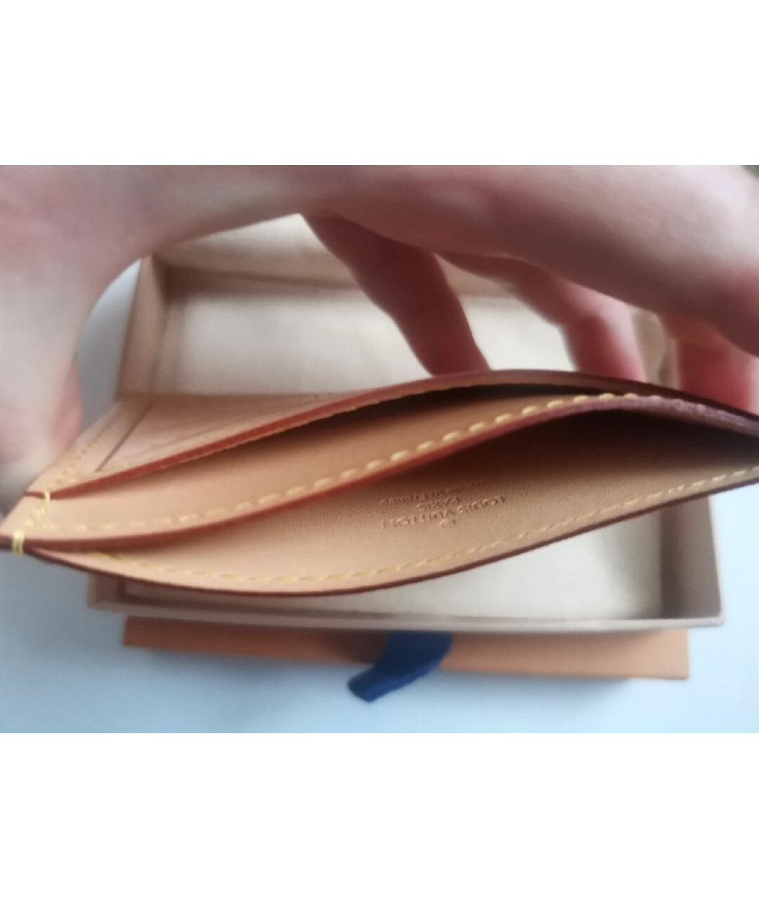 LOUIS VUITTON Бежевая кожаная визитница, фото 3
