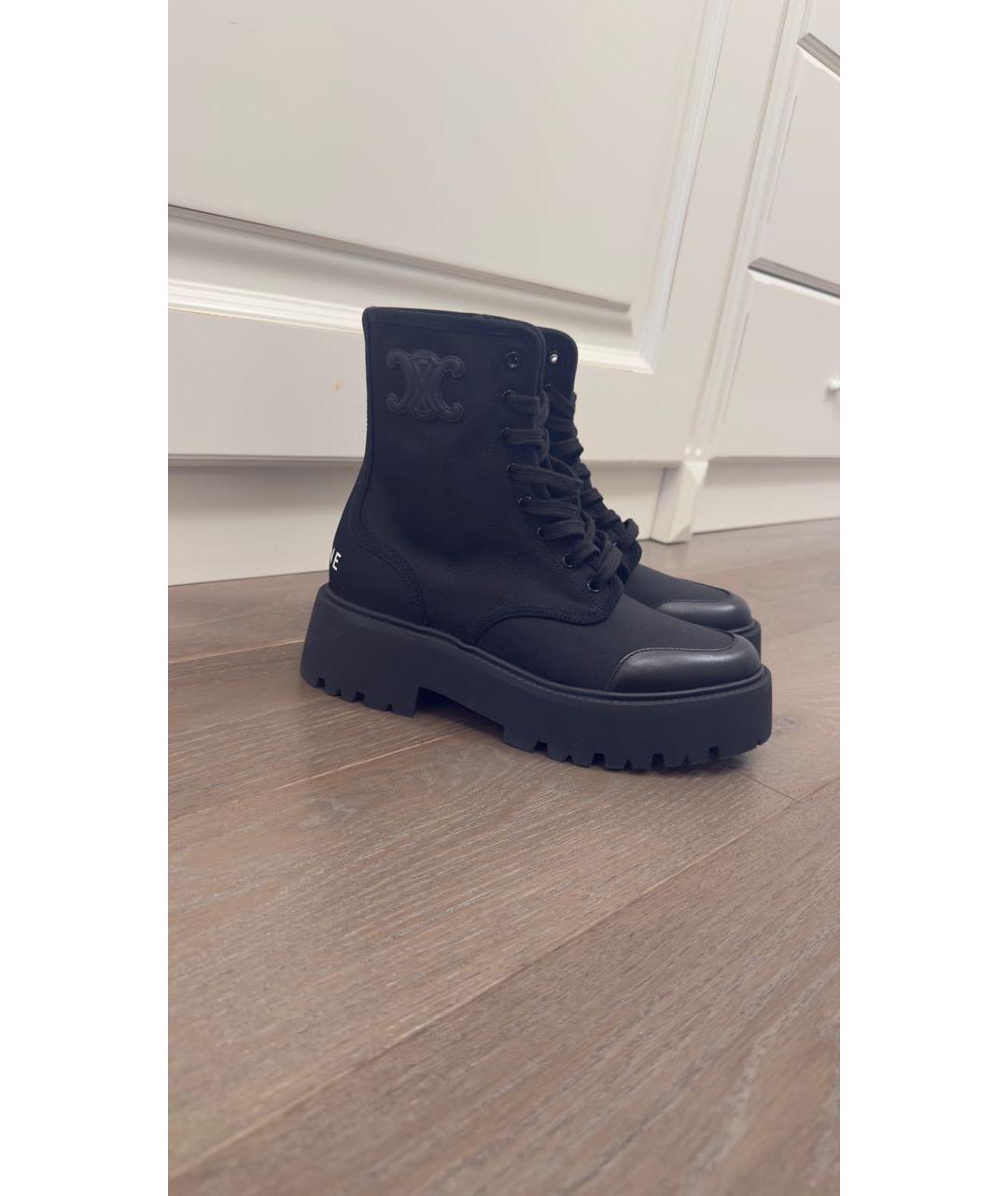 CELINE Черные текстильные ботинки, фото 9