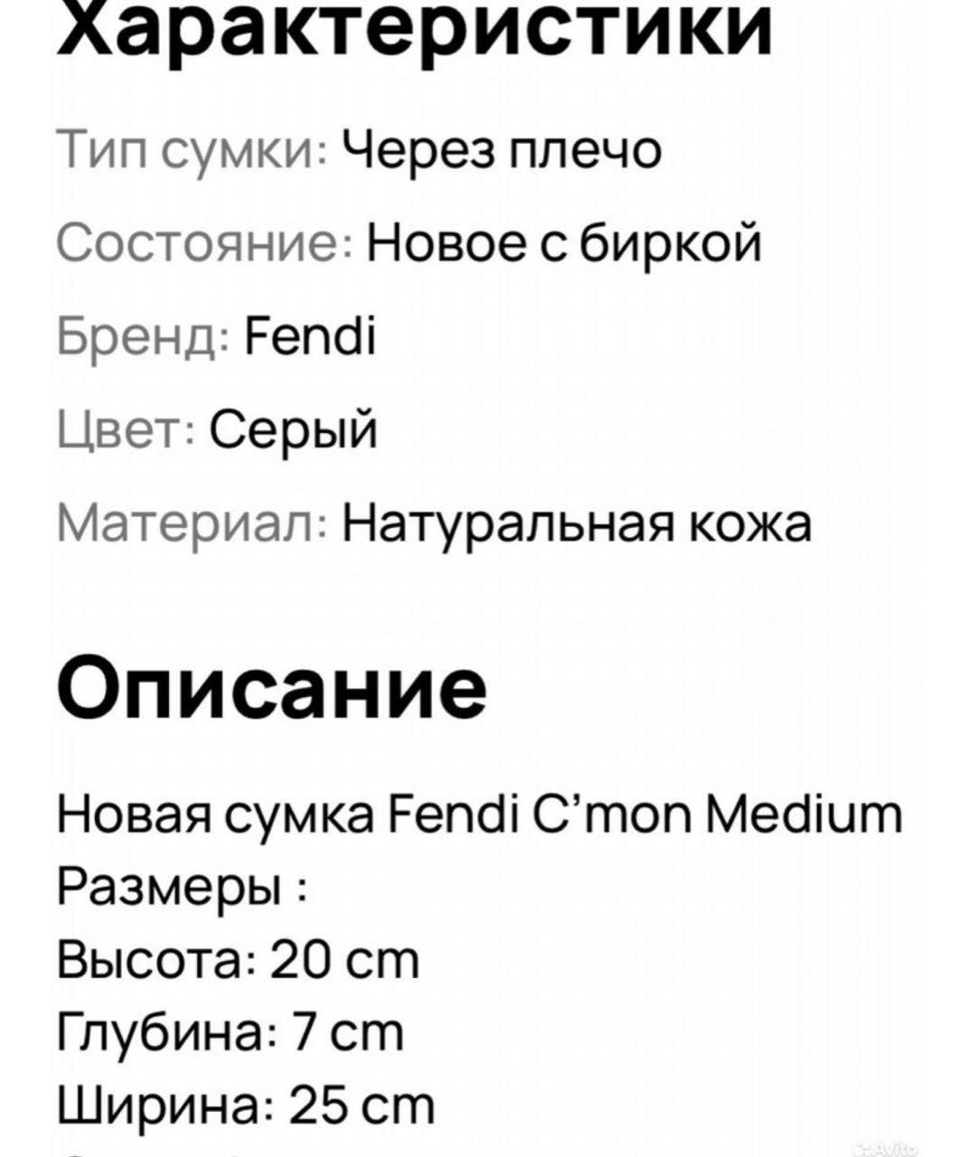 FENDI Серая кожаная сумка через плечо, фото 6