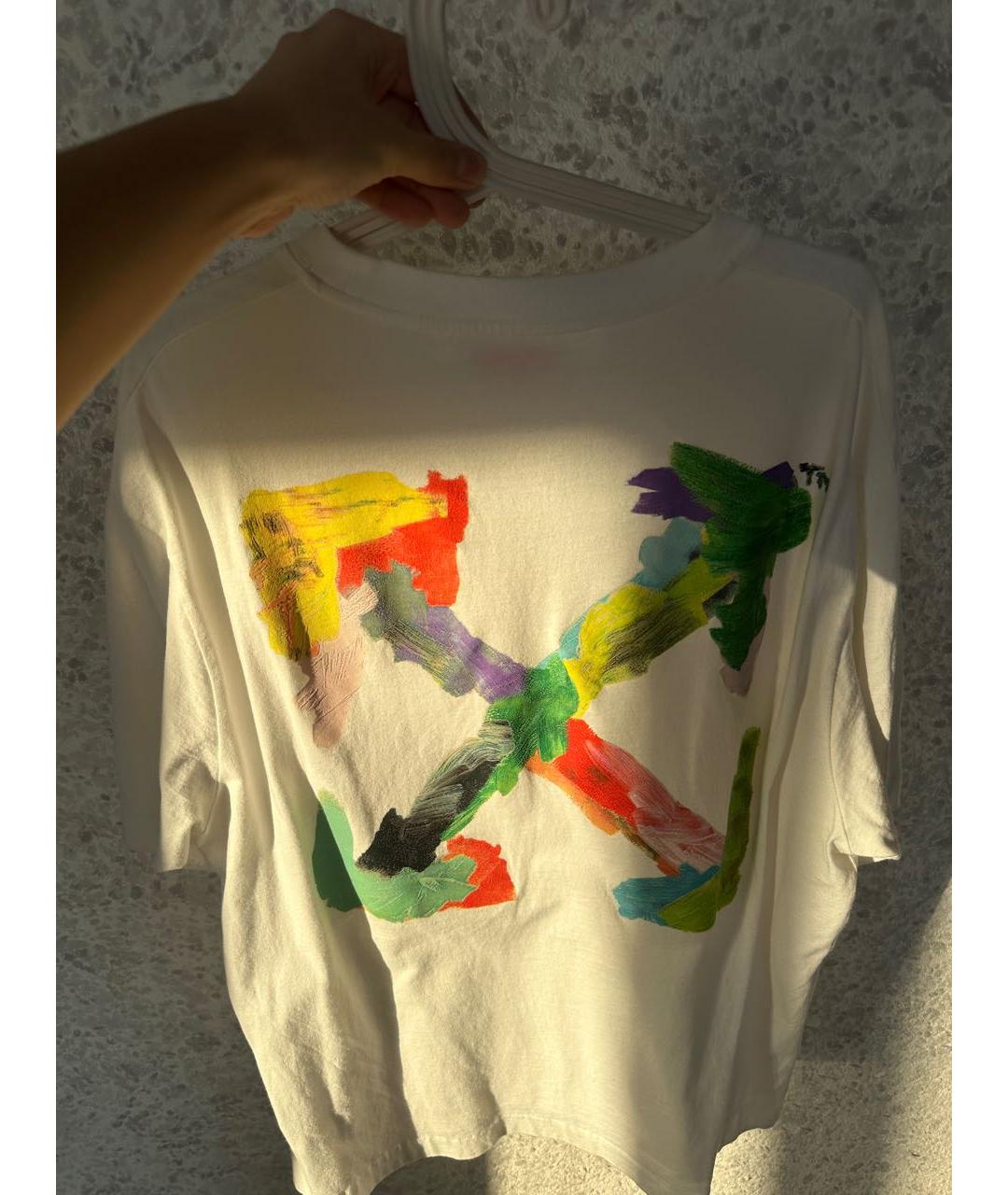 OFF-WHITE Белая хлопковая футболка, фото 2