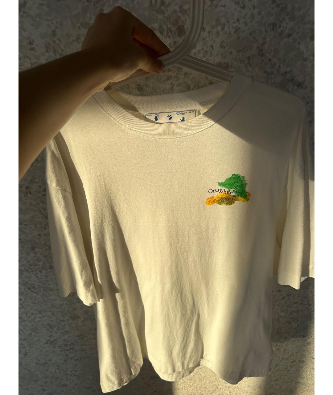 OFF-WHITE Белая хлопковая футболка, фото 4