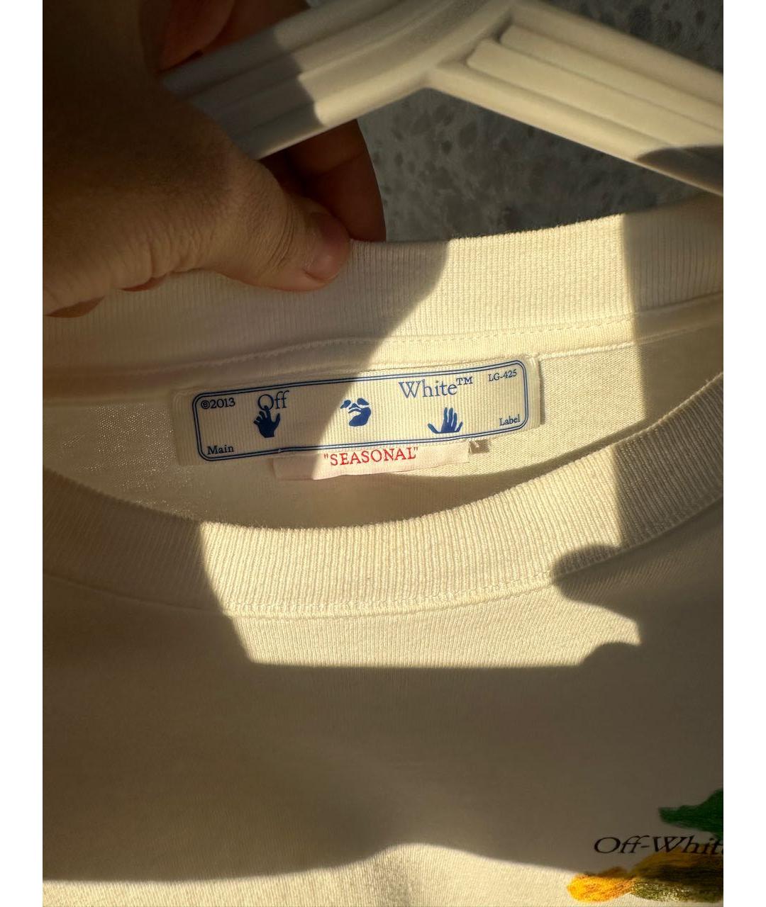 OFF-WHITE Белая хлопковая футболка, фото 3