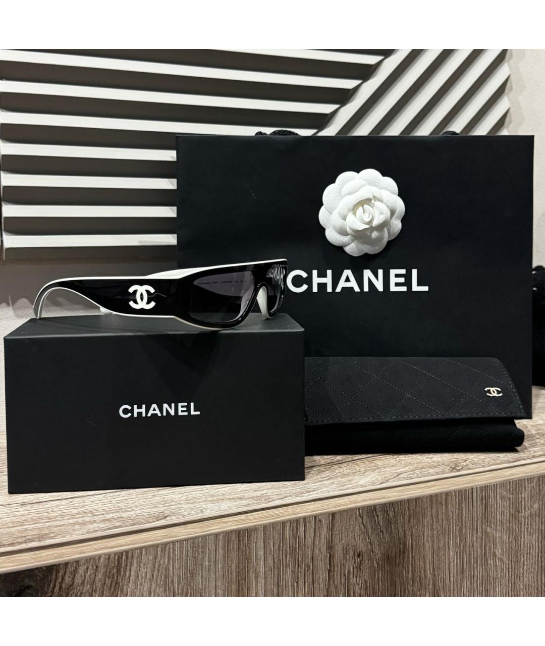 CHANEL Черные пластиковые солнцезащитные очки, фото 2