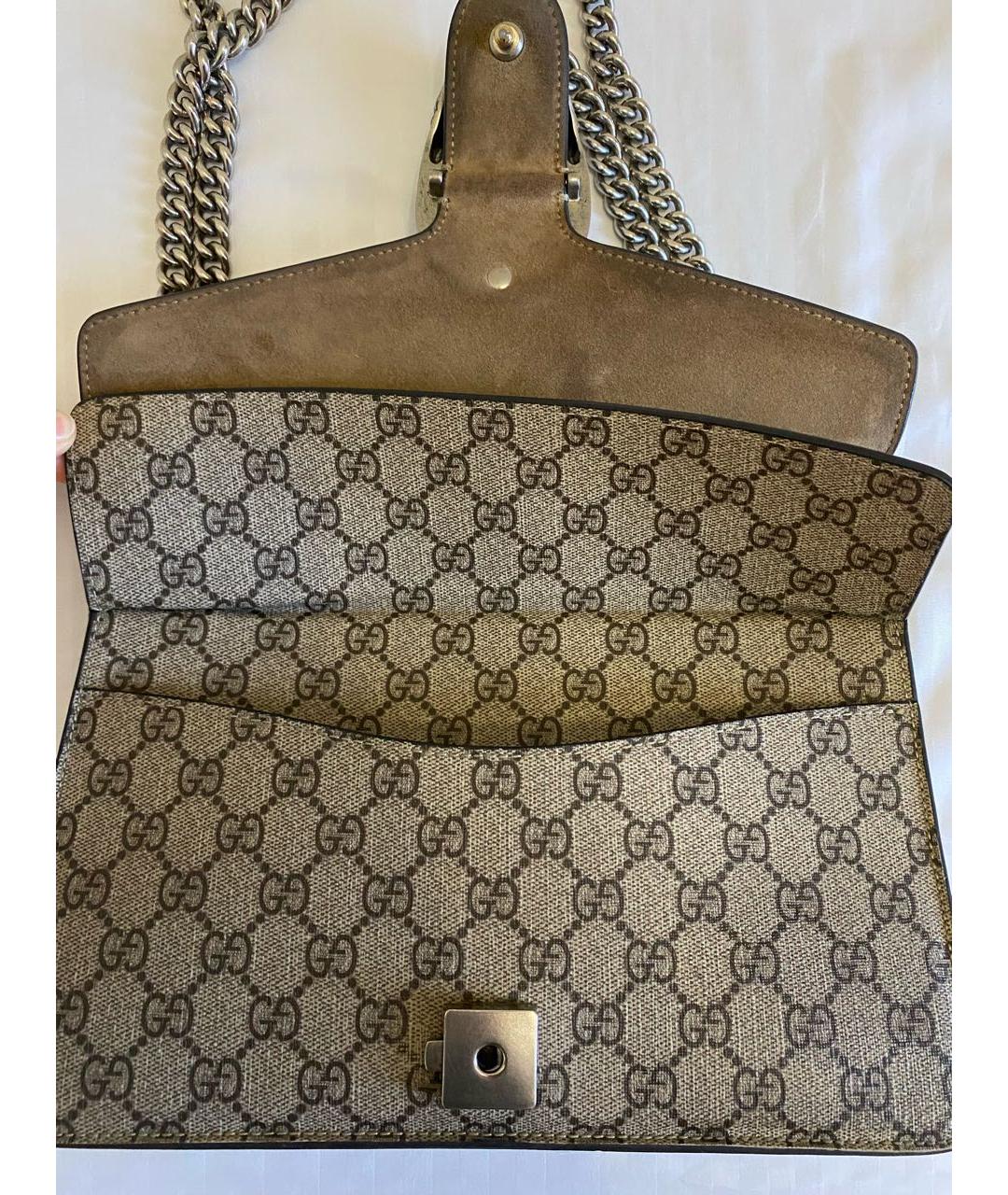 GUCCI Бежевая замшевая сумка через плечо, фото 4