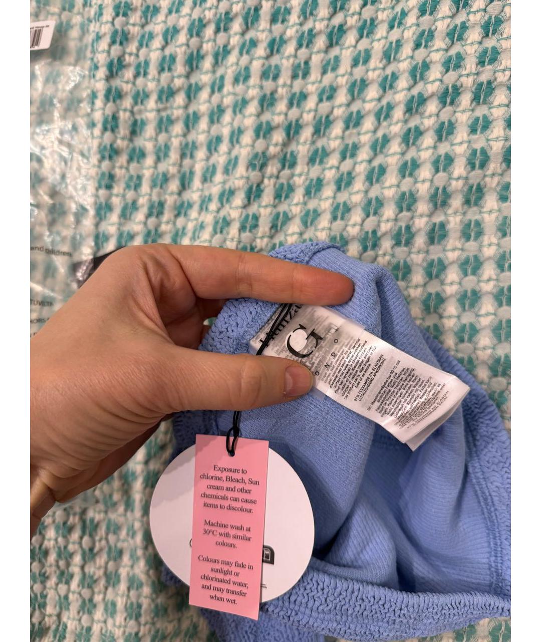 HUNZA G Голубой полиамидовый купальник, фото 4